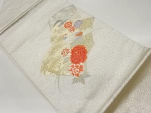 本に鳥・花々・松梅模様織出し名古屋帯